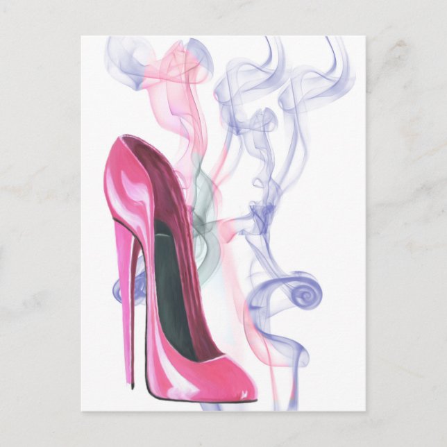 Rosa Stiletto Shoe Vykort (Framsida)