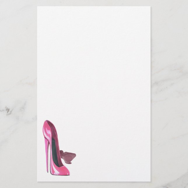 Rosa Stiletto Shoes Art Brevpapper (Framsida)