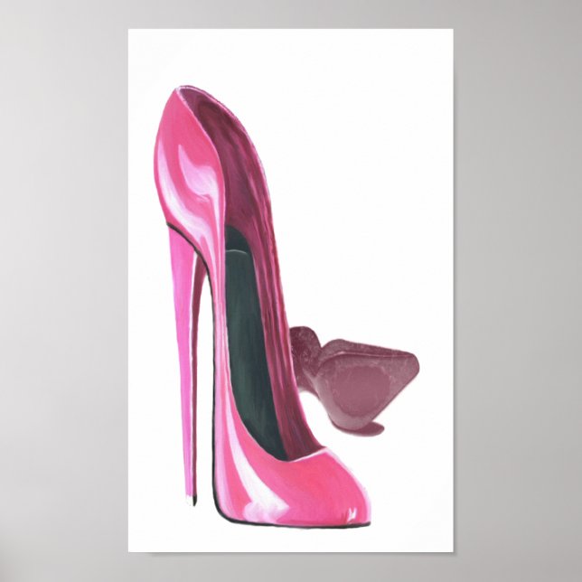 Rosa Stiletto Shoes Art Poster (Framsidan)
