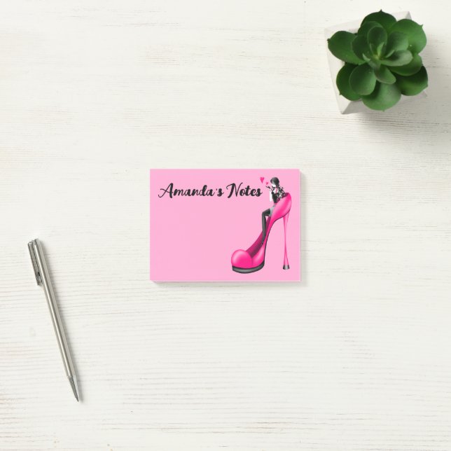 Rosa stiletto-sko Mode Diva-anteckningar Post-it Block (Kontor)