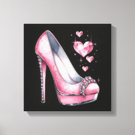 Rosa Stilettos och Diamond Shaped Hearts Canvastryck