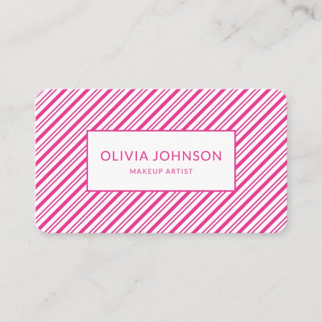 Rosa Stipes Modern Beauty med QR-kod Visitkort (Framsida)