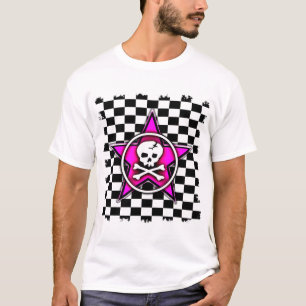 Rosa stjärnaskalle tee shirt
