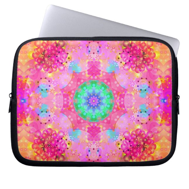 Rosa stjärnor & bubblar Fractalmönster Laptop Fodral (Framsidan)