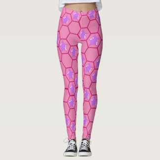 Rosa stjärnor i en fuchsia honeycomb leggings