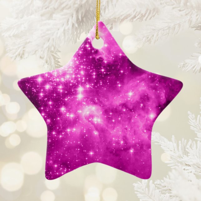 Rosa stjärnor julgransprydnad keramik (Pink Stars Ceramic Ornament)