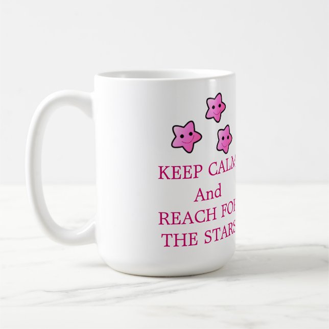 Rosa stjärnor med talesätt kaffemugg (Vänster)