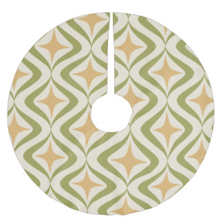 Rosa stjärnor och gröntvågar julgransmatta borstad polyester