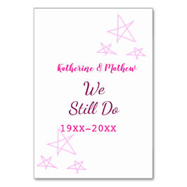 Rosa stjärnor Vow-årsdagen för förnyelse av bröllo Bordsnummer