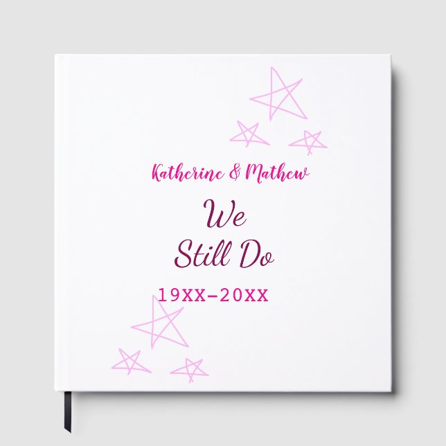 Rosa stjärnor Vow-årsdagen för förnyelse av bröllo Gästböcker (Framsida)