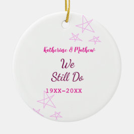 Rosa stjärnor Vow-årsdagen för förnyelse av bröllo Julgransprydnad Keramik