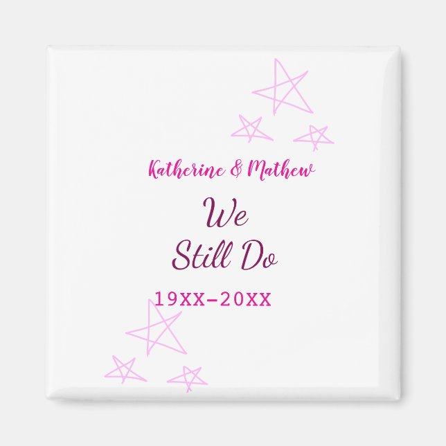 Rosa stjärnor Vow-årsdagen för förnyelse av bröllo Magnet (Framsidan)