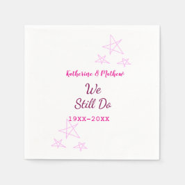 Rosa stjärnor Vow-årsdagen för förnyelse av bröllo Pappersservett