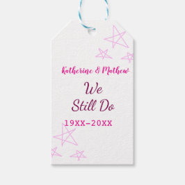 Rosa stjärnor Vow-årsdagen för förnyelse av bröllo Presentetikett