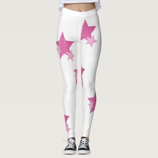 Rosa stjärnornas läder leggings (Framsida)