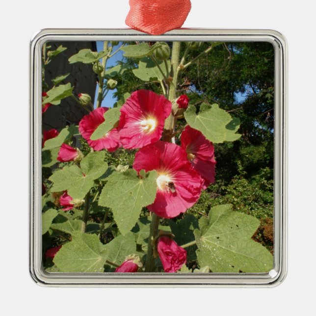 Rosa stockrosor julgransprydnad metall (Framsidan)