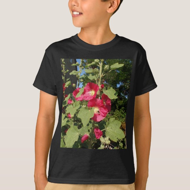 Rosa stockrosor tee (Framsida)