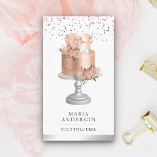 Rosa stoft rosa blommig tårta bakverk kock bageri visitkort