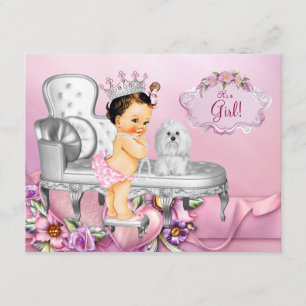 Rosa stol prinsessa pärlor baby shower inbjudningar