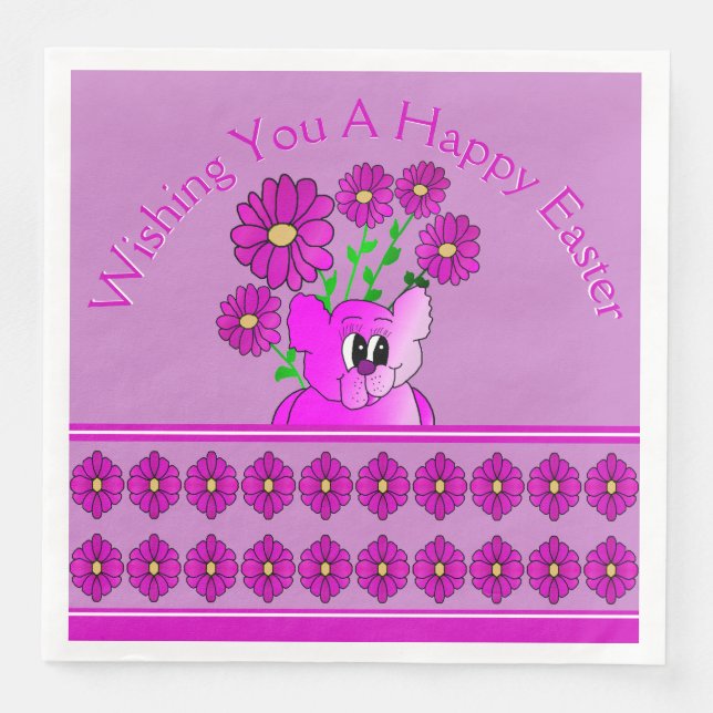 Rosa Stollig Bear Pappersservett (Framsida)