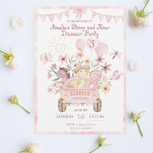 Rosa Stomp och Roar Dinosaur Birthday