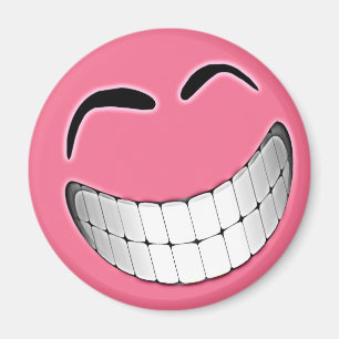 Rosa stora grinar ansikte magnet