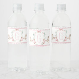 Rosa Stork Baby Shower Vattenflaska Labels Vattenflaskor Etikett