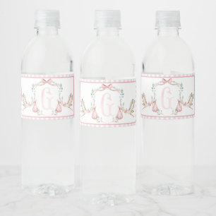 Rosa Stork Baby Shower Vattenflaska Labels Vattenflaskor Etikett