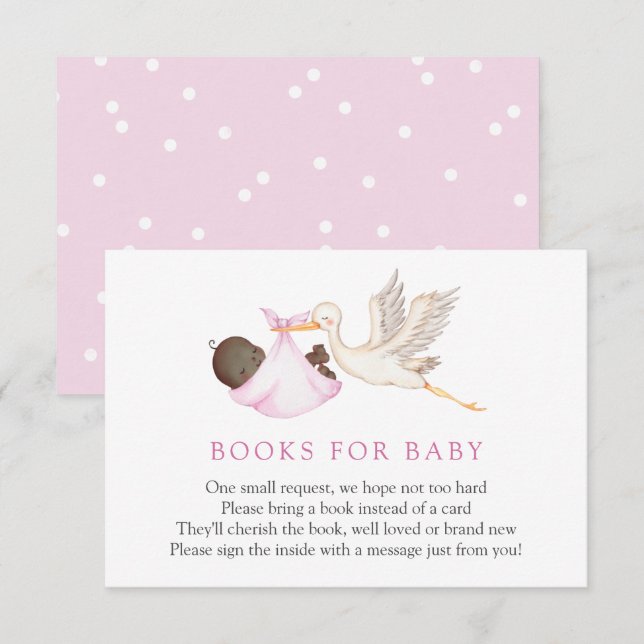 Rosa Stork Bokar för Baby-inmatningskort Tilläggskort (Fram/baksida)