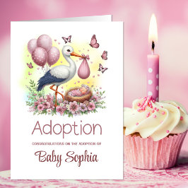 Rosa Stork Flicka Adoption Grattiss Kort