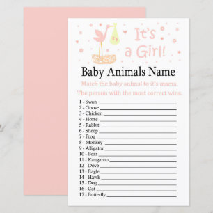 Rosa Stork nest Baby djur Namn Game