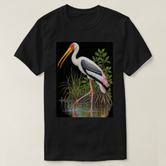 Rosa stork våtmarks vilda fågel i vatten t shirt