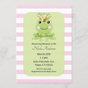 Rosa Storybook Fairy Tale Frog Prince Baby Shower Inbjudningar