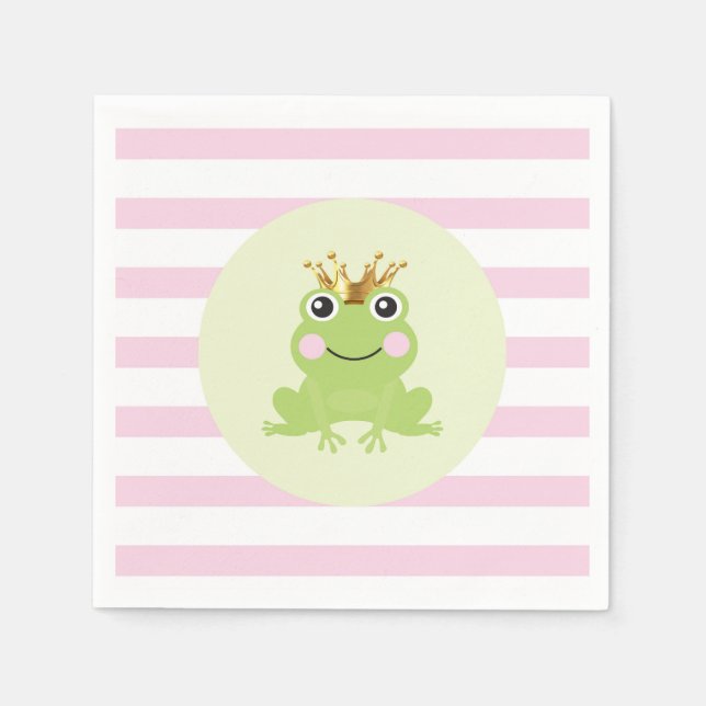 Rosa Storybook Fairy Tale Frog Prince Baby Shower Pappersservett (Framsidan)