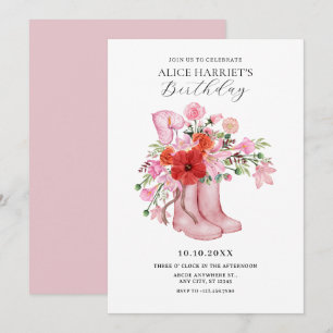 Rosa stövlar blombukett inbjudningar