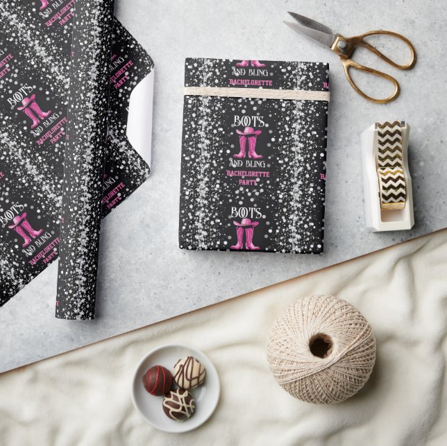 Rosa stövlar och bling möhippa presentpapper (Hantverk)