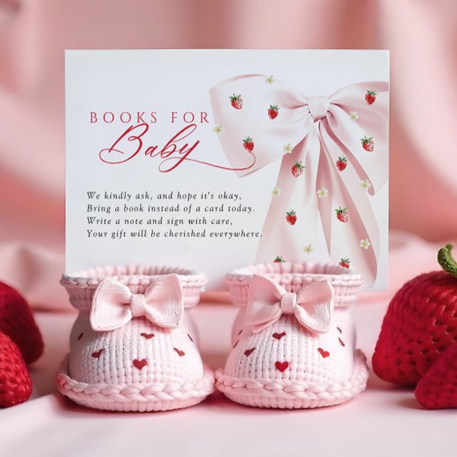 Rosa stråbärsbabyshowerböcker för baby tilläggskort (Skapare uppladdad)