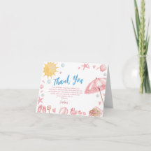 Rosa Strand Baby Baby Shower Tacksamhetskort