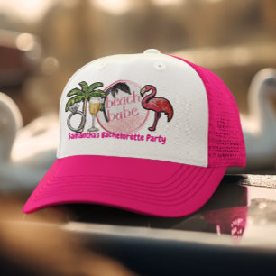 Rosa Strand Brud Bröllop Falsk Patch Möhippa Keps