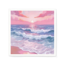 Rosa strand havsstrand målad
