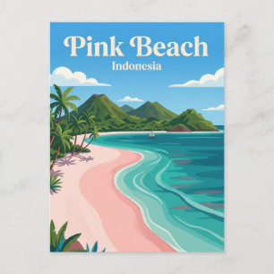 Rosa strand Indonesien Vykort