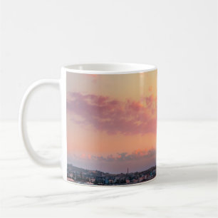 Rosa strand sol golden himmel vacker semester kaffemugg