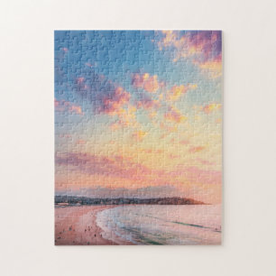 Rosa strand sol golden himmel vacker semester pussel