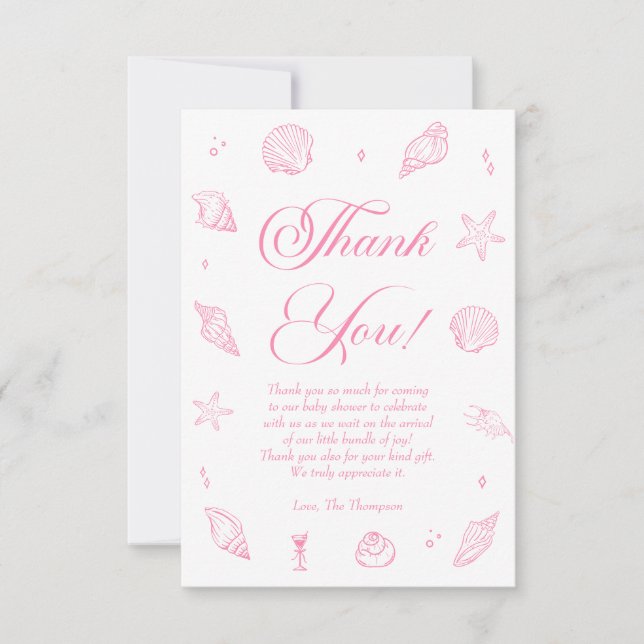 Rosa Strand Strand Baby Shower Inbjudningar (Framsida)