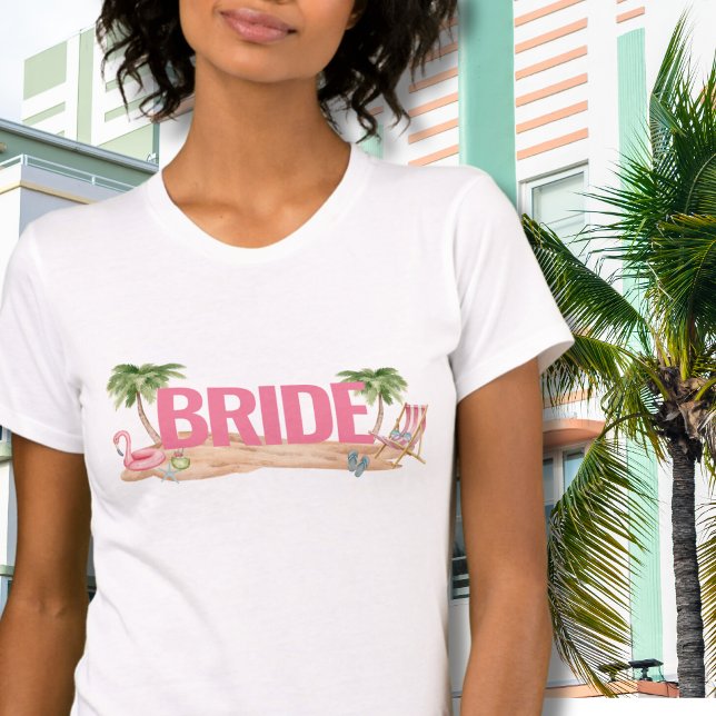 Rosa Strand Systerparty Brud T Shirt (Cute Beach Bride To Be T-Shirt)