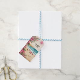 Rosa strandbröllop presentetikett