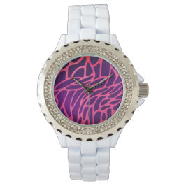 Rosa strass-vit emaljurklocka armbandsur
