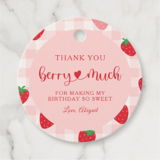 Rosa Strawberry Berry Sweet Birthday Gift Märkre Gåvor Etiketter
