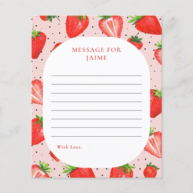 Rosa Strawberry Birthday Time Capsule Note Card (Framsida)