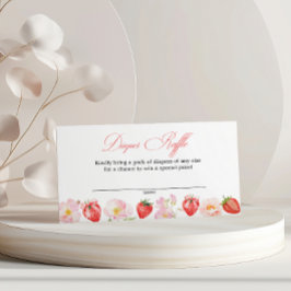 Rosa Strawberry Blommig Baby Shower Blöja Lotteri Tilläggskort